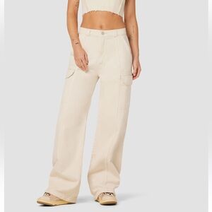 Hudson High-Rise Wide Leg Cargo in Great Egret, Size 27